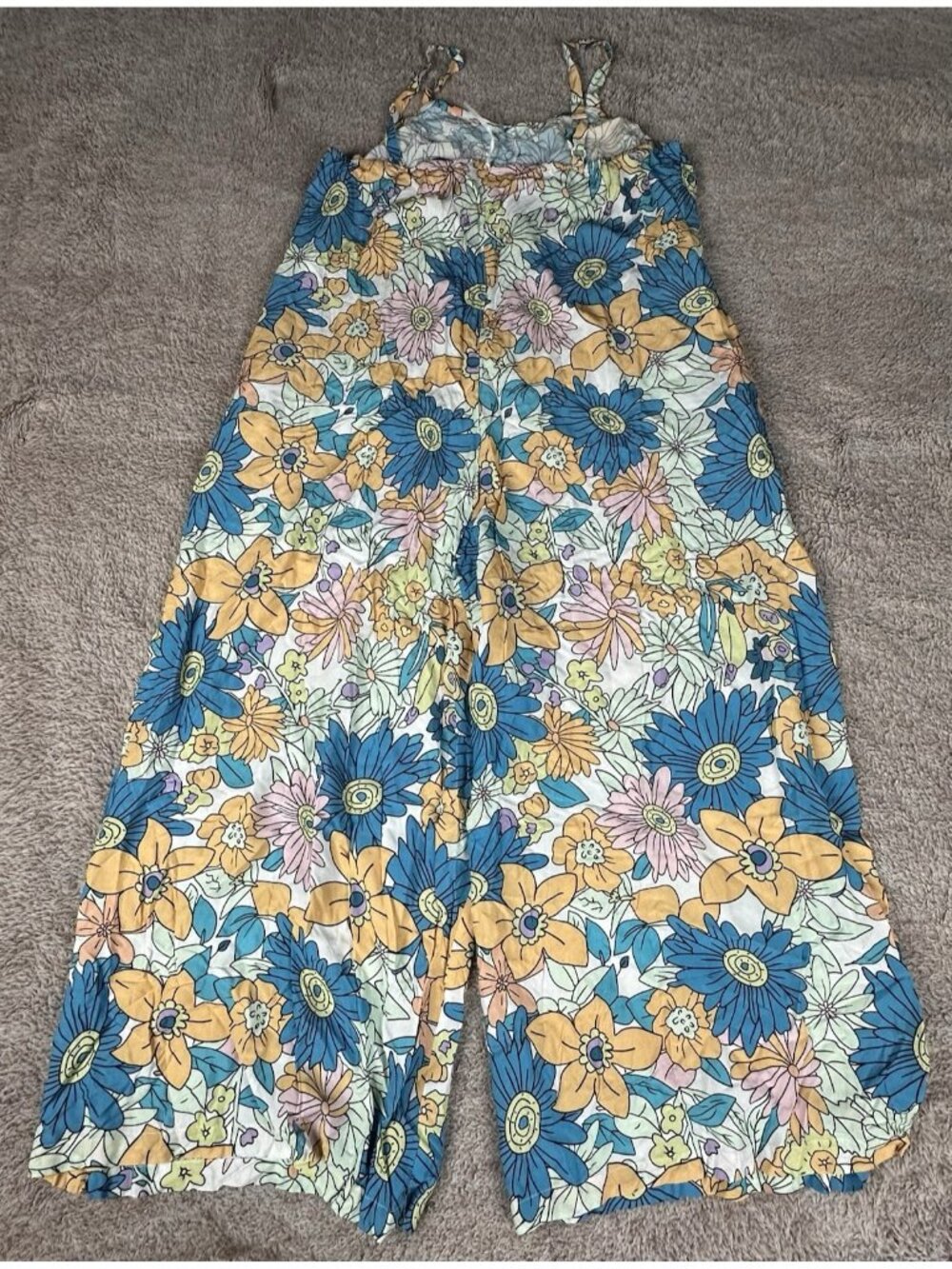 NWT BloomChic Womens Size 12 Wide Leg Jumpsuit Retro Floral Boho Pocket - Picture 15 of 16